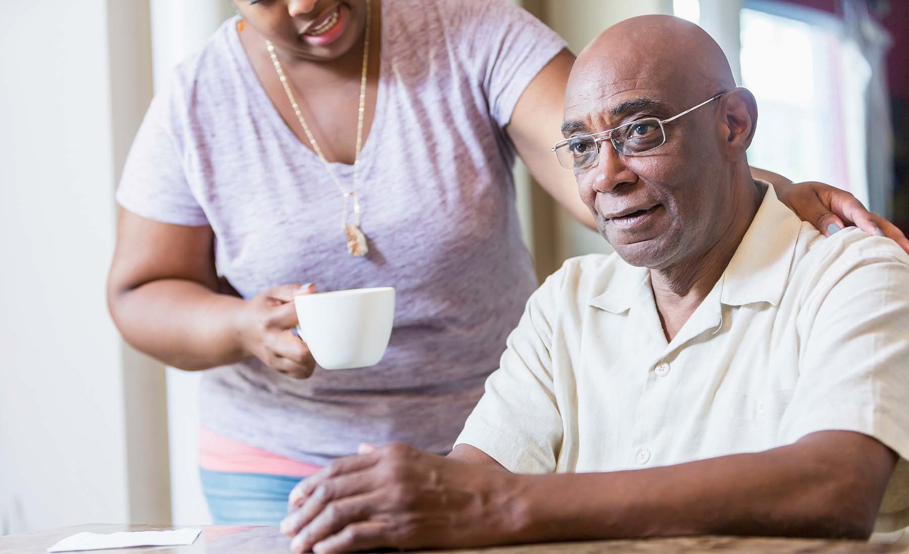 senior african american man with memory loss