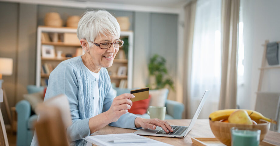 woman paying bills online